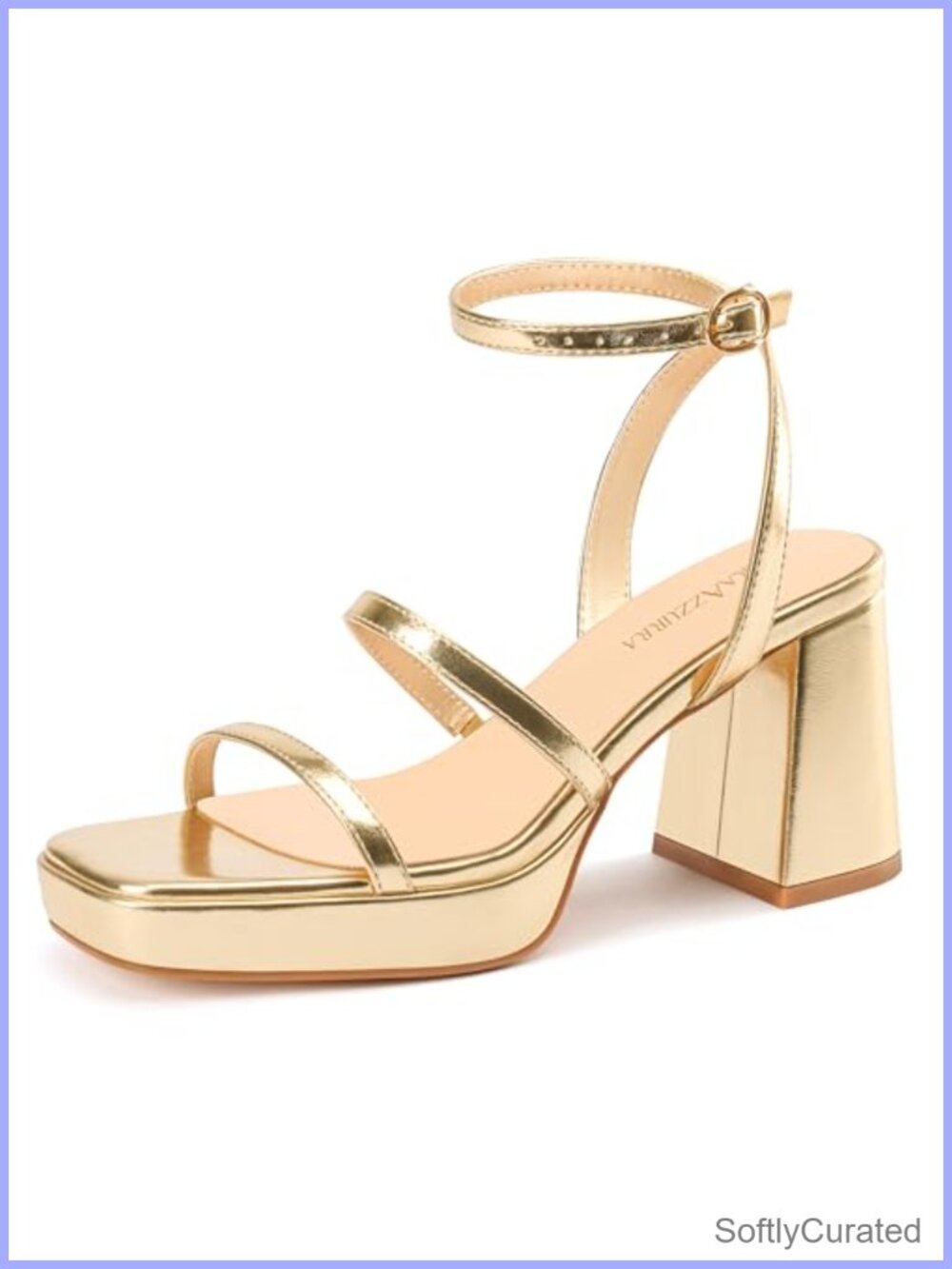 Women's Platform Block Heel Sandals Square Open Toe Ankle Strap Party Dress